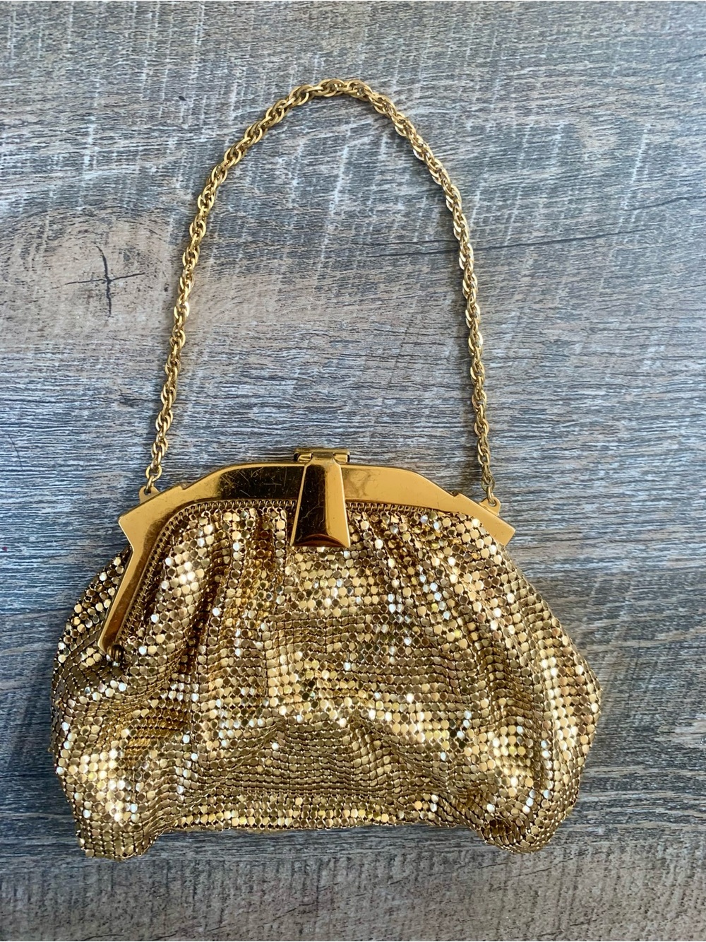 Gold Mesh Vintage  Evening Clutch with Chain Strap